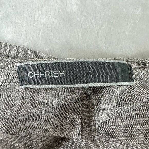 Cherish Women's Size M Vneck Wrap Sweater Gray Lightweight Flowy Draped Tunic - Picture 4 of 7